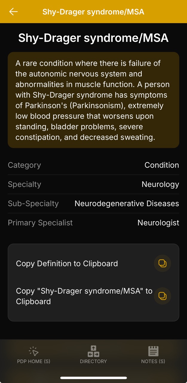 Glossary Detail Page (Shy-Drager syndrome-MSA)